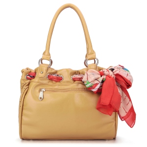 Designer Contrast Color Scarves Lady Handbags Apricot 